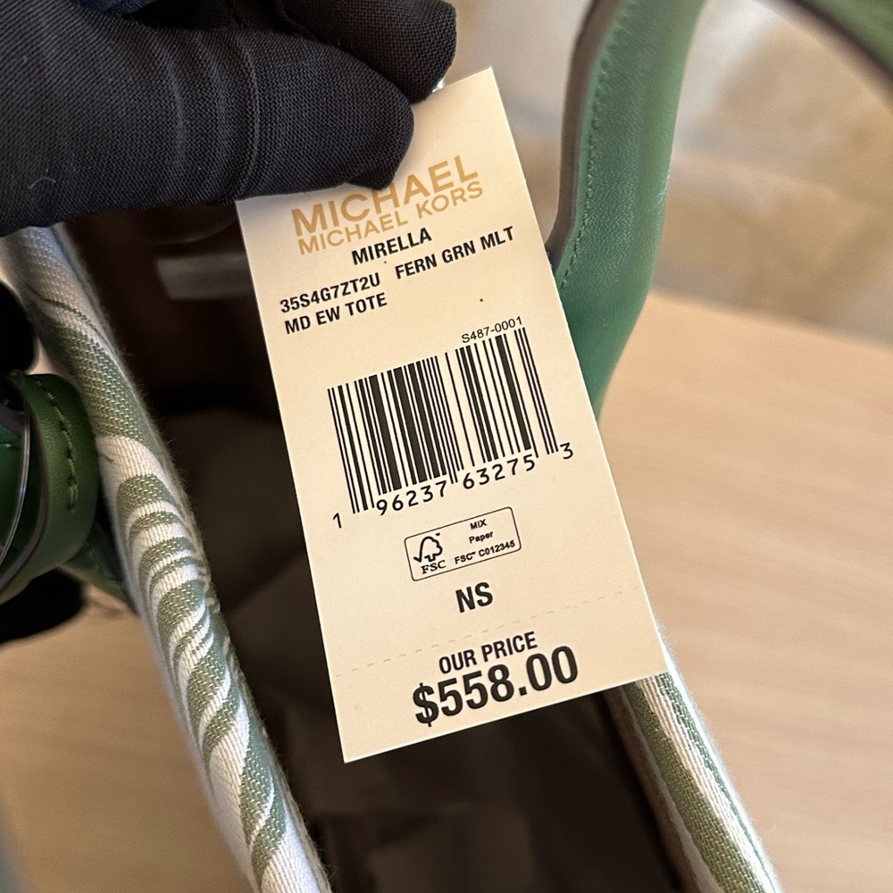 Michael Kors Medium Mirella Palm Tree tote handbag&wallet Green NWT Authentic - Picture 8 of 13